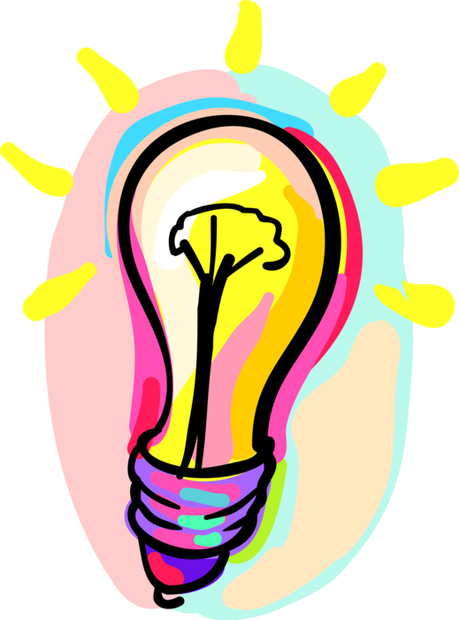 Vector Illustration of Electric Light Bulb Symbol of Invention, Innovation, Inspiration and Good Ideas