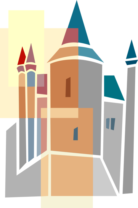 Vector Illustration of Medieval Castle Fortification Symbol