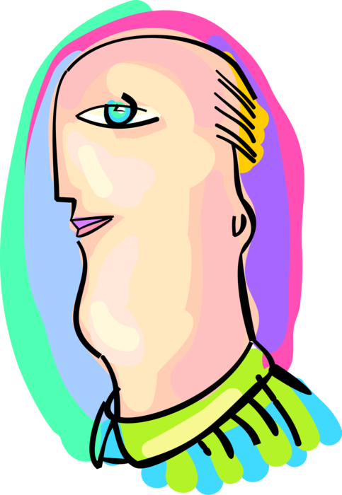 Vector Illustration of Balding Man with Large Chin Portrait