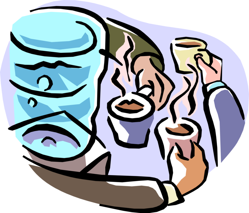 Vector Illustration of Morning Cup of Coffee Conversation and Gossip By the Water Cooler