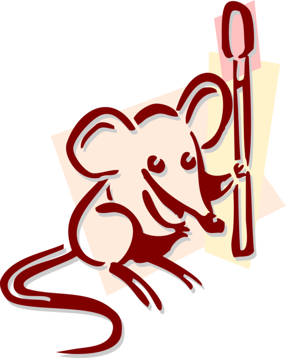 Vector Illustration of Rodent Mouse with Match Stick