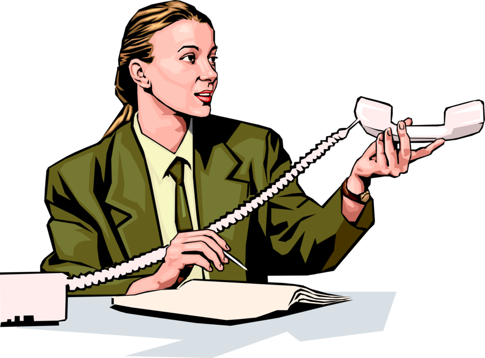 Vector Illustration of Businesswoman on Phone Says "I've Had Enough, You Talk to Her"