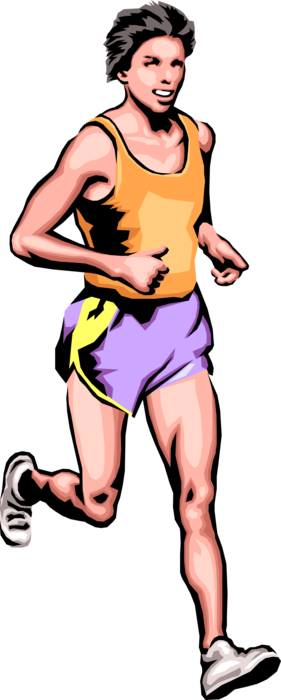Vector Illustration of Track and Field Athletic Sport Contest Runner Running Marathon Race