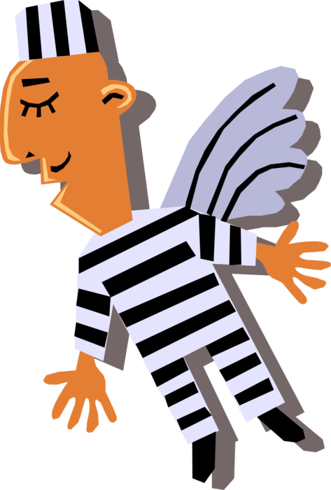 Vector Illustration of Incarcerated Prisoner in Prison Uniform Gets Good Behaviour