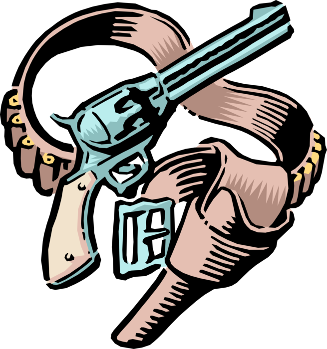 Vector Illustration of Old West Guns and Holster Weapon