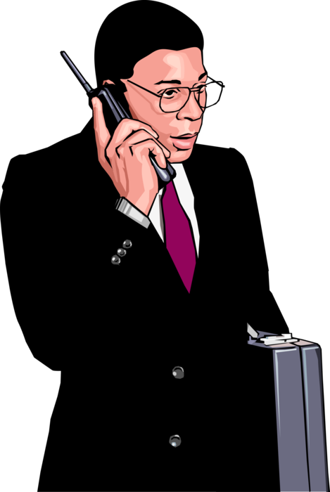 Vector Illustration of Businessman Talking on Telephone 