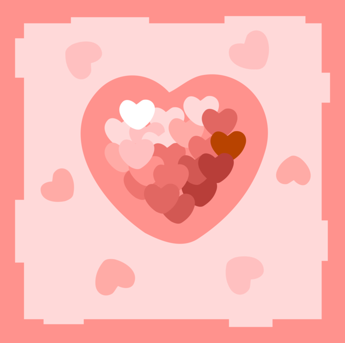 Vector Illustration of Valentine's Day Pink Valentine Hearts
