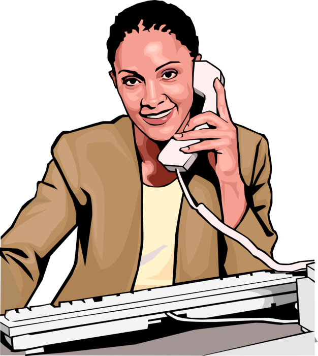 Vector Illustration of Businesswoman on Phone Receives Good News