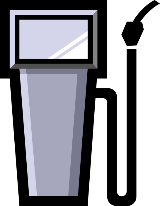 Vector Illustration of Fossil Fuel Petroleum Gas Service Station Gasoline Pump with Hose and Nozzle