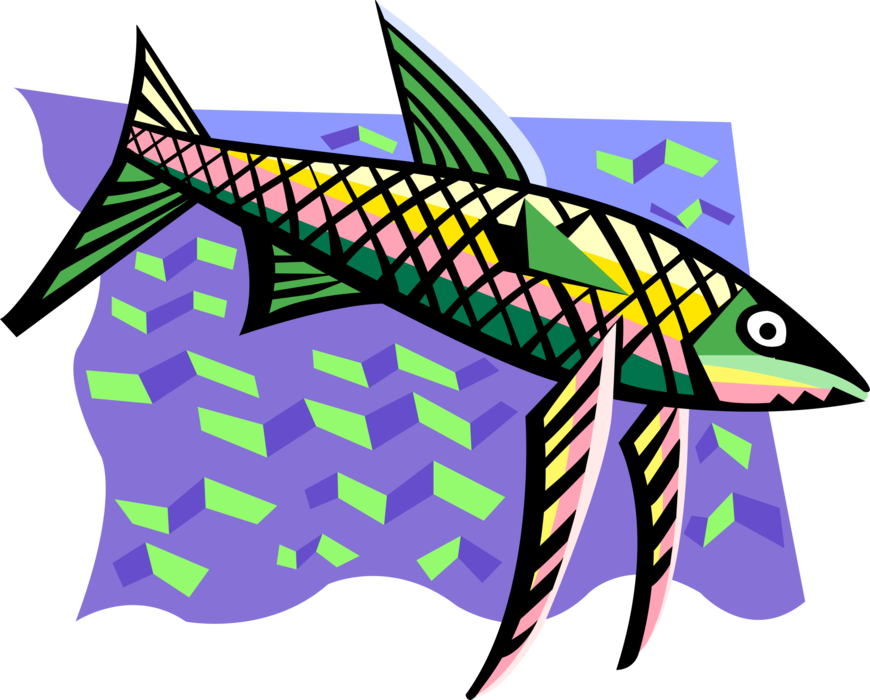 Vector Illustration of Aquatic Marine Fish Swimming