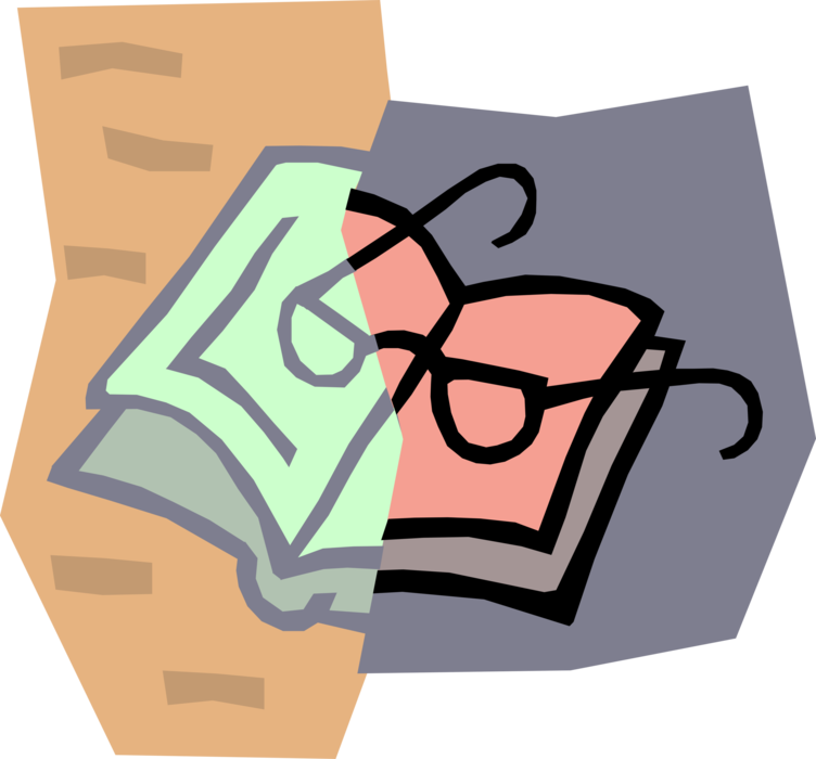 Vector Illustration of Book with Reading Glasses or Eyeglasses
