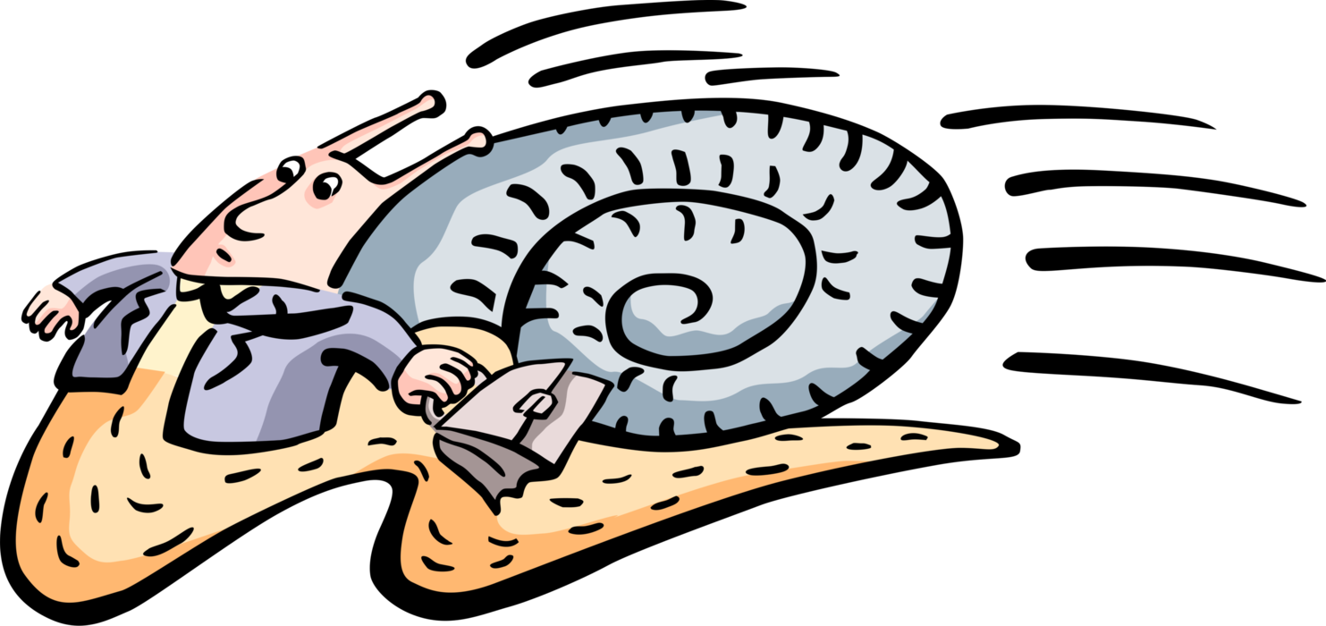 Vector Illustration of Businessman Moving as Slow as Snail