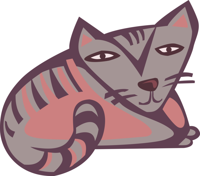 Vector Illustration of Small Domesticated Family Pet Kitten Cat