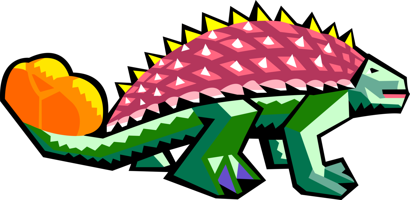 Vector Illustration of Prehistoric Ankylosaurs Dinosaur