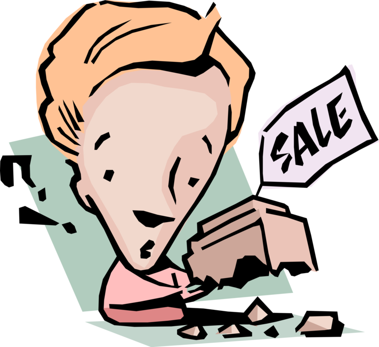 Vector Illustration of Inspecting Damaged Sale Merchandise