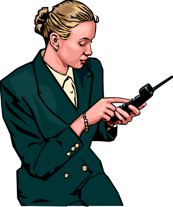 Vector Illustration of Businesswoman in Office Places Phone Call