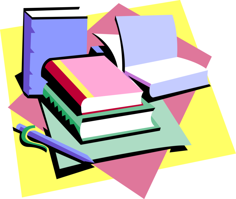 Vector Illustration of School Classroom Education and Learning Text Books and Schoolbooks