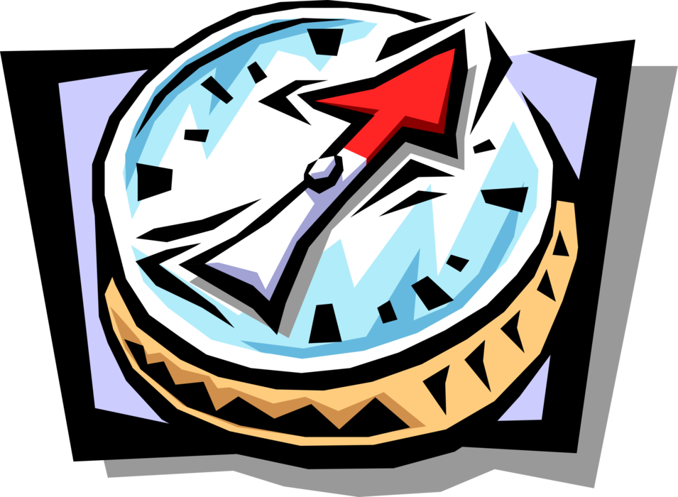 Vector Illustration of Magnetic Compass for Navigation and Finding Direction Points to "Magnetic North"