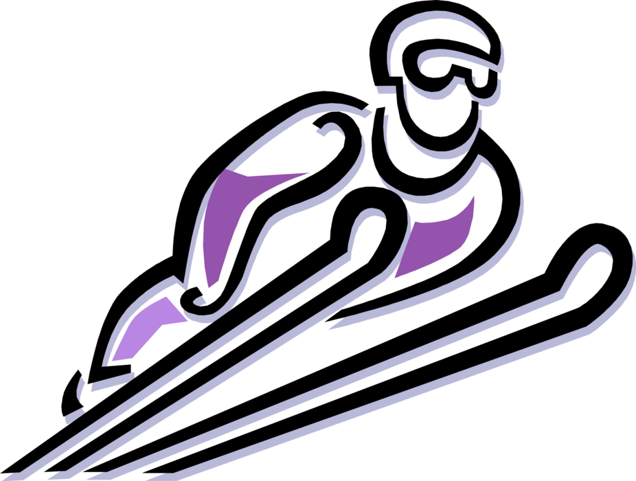 Vector Illustration of Ski Jumping Nordic Skiing Skier Glides Through the Air
