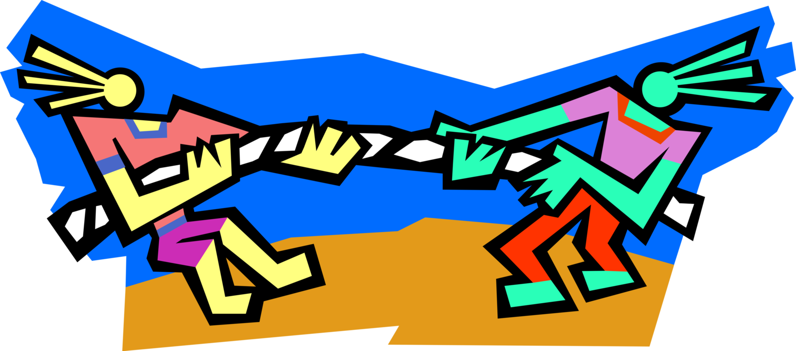 Vector Illustration of Rope Tug-of-War Between Two Competitors