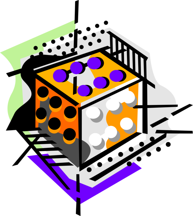 Vector Illustration of Casino Gambling and Games of Chance Loaded Dice with Sixes