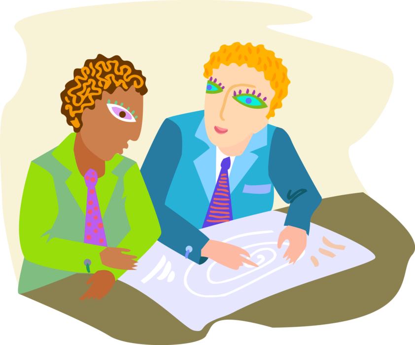 Vector Illustration of Business Associates Discussing Plans