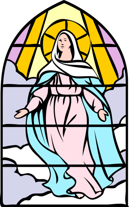 Vector Illustration of Blessed Assumption Virgin Mary, Mother of God