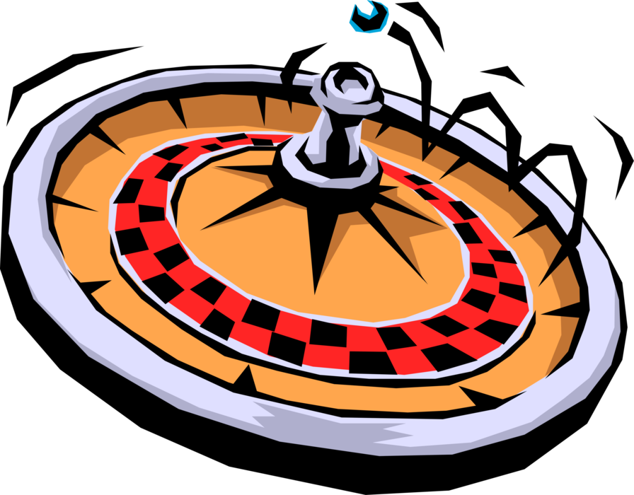 Vector Illustration of Casino Gambling Games of Chance Spinning Roulette Wheel