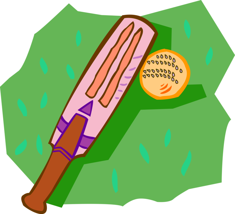 Vector Illustration of Sport of Cricket Bat and Ball