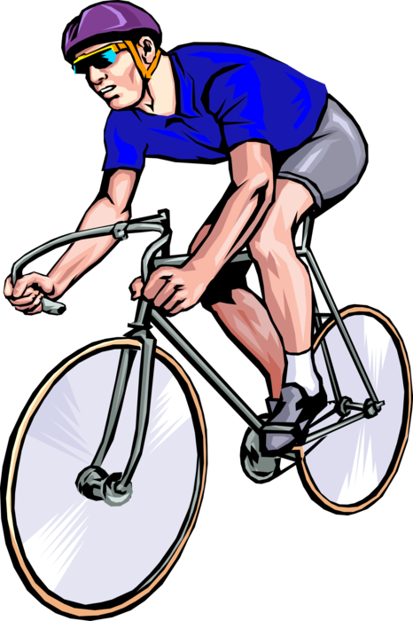 Vector Illustration of Man Racing Bicycle in Race