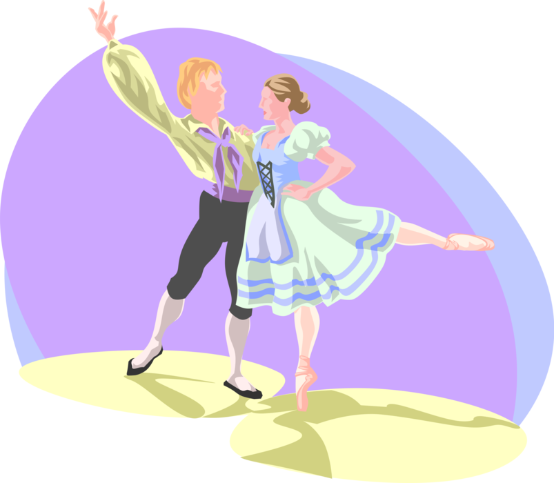 Vector Illustration of Ballet Dancers Perform and Entertain with Dance