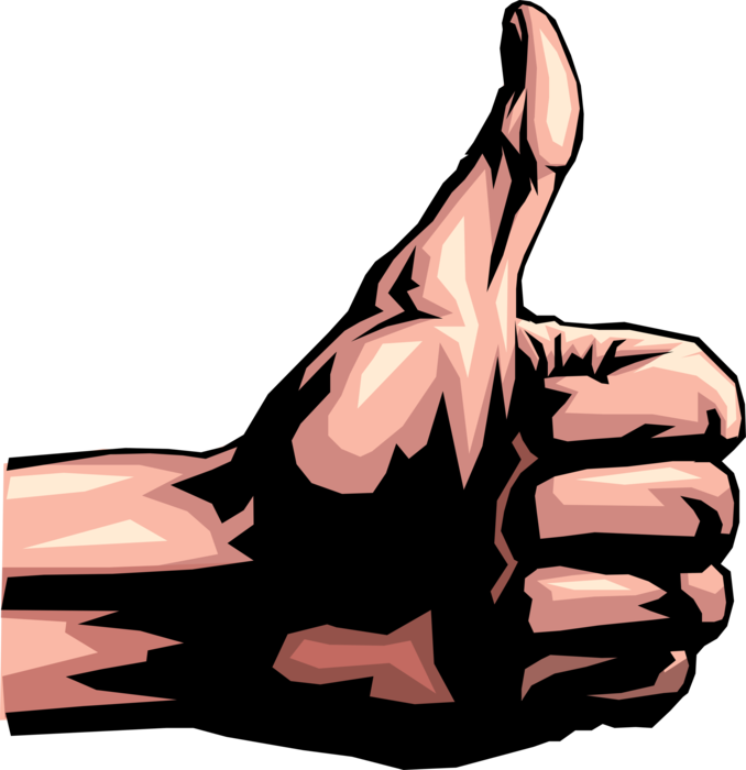 Vector Illustration of Nonverbal Communication Hand Gestures Thumbs-Up OK