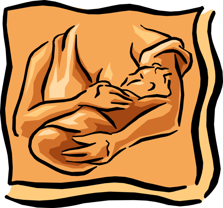 Vector Illustration of Mother Breastfeeding Nursing Newborn Baby Infant