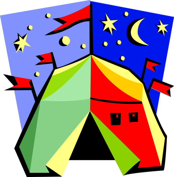 Vector Illustration of Big Top Circus Tent at Night