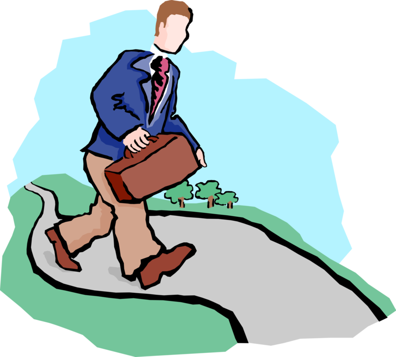 Vector Illustration of Businessman with Briefcase Taking the High Road