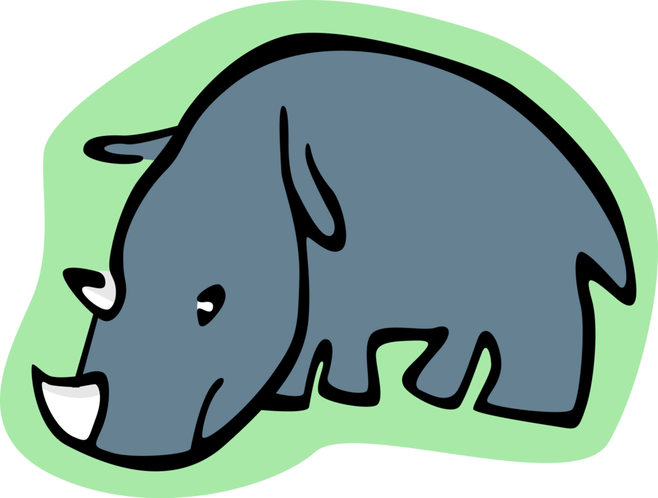 Vector Illustration of Cartoon African Rhinoceros