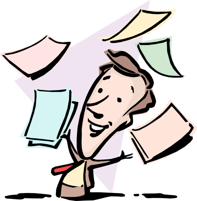 Vector Illustration of Happy Businessman with Report Documents
