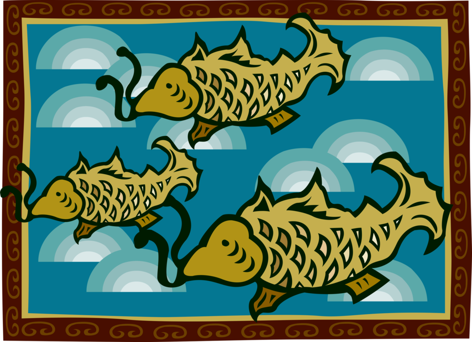 Vector Illustration of Three Carp Fish Swimming