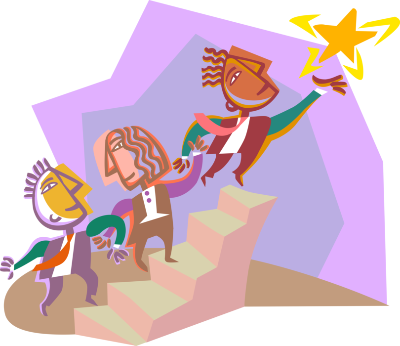 Vector Illustration of Teamwork Matters when Reaching for the Stars