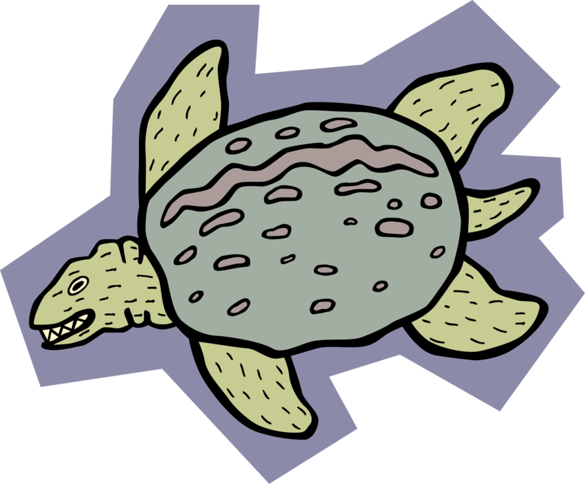 Vector Illustration of Prehistoric Turtle or Tortoise Swimming