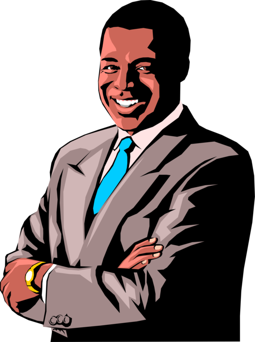 Vector Illustration of African American Businessman Smiles