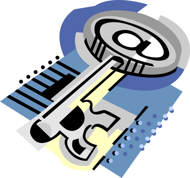 Vector Illustration of Large Metal Instrument Key Cut to Fit into Padlock Lock