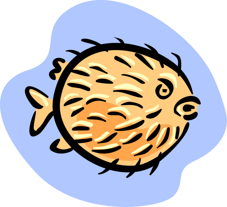 Vector Illustration of Aquatic Marine Blowfish Puffer Fish