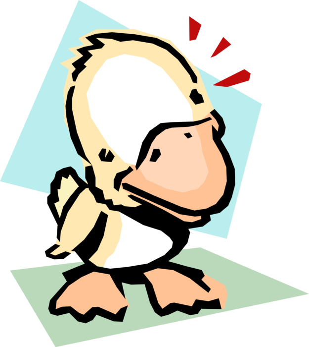 Vector Illustration of Cartoon Inquisitive Yellow Duck