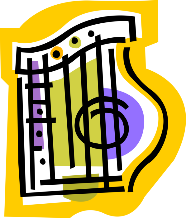 Vector Illustration of Harp Stringed Musical Instrument