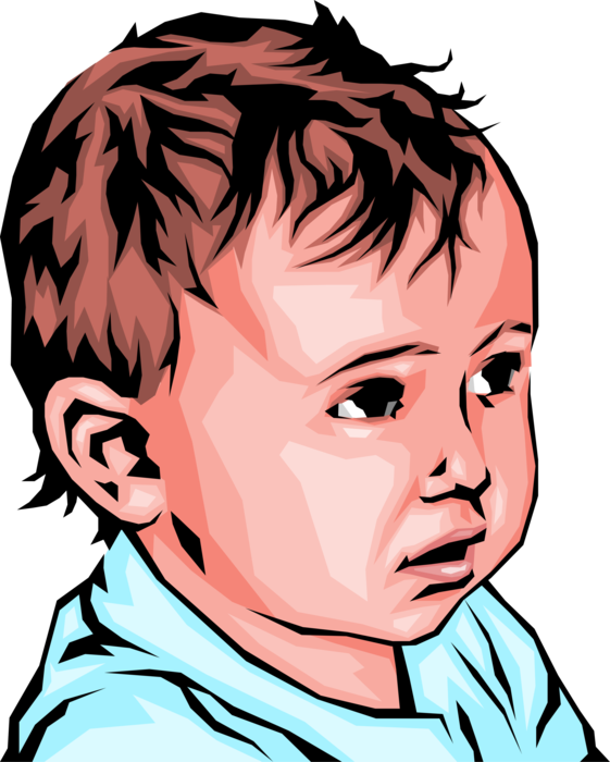 Vector Illustration of Newborn Infant Baby with Puzzled Expression