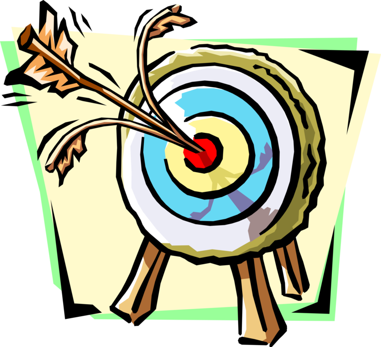 Vector Illustration of Archery Marksmanship Hitting the Bulseye Splitting the Arrow