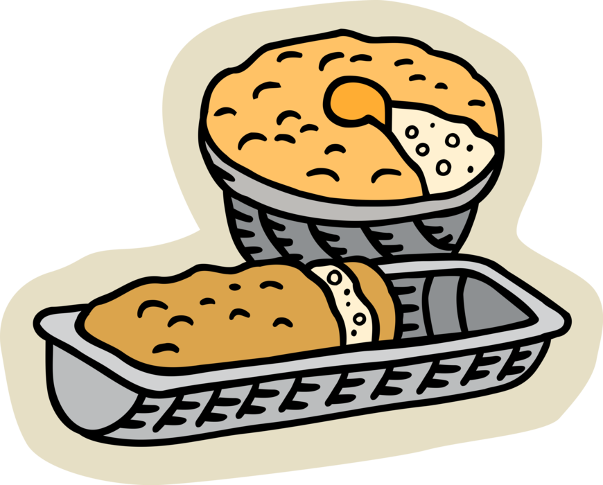 Vector Illustration of Fresh Baked Cake and Sweet Bread