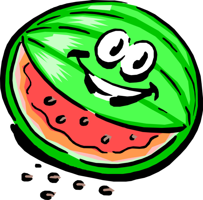 Vector Illustration of Anthropomorphic Watermelon Fruit