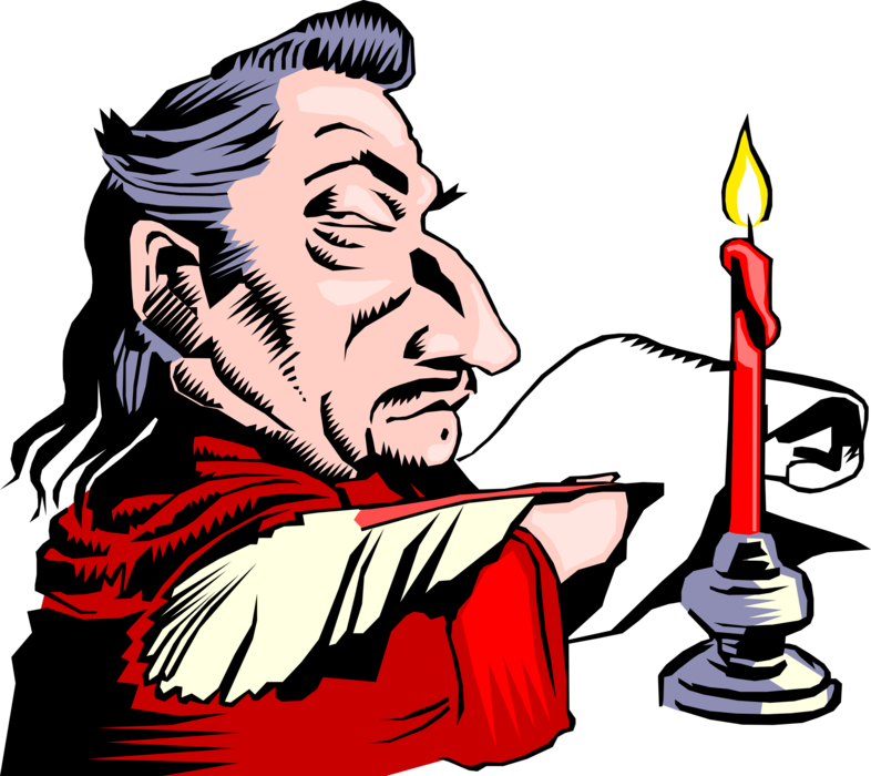 Vector Illustration of Robin Hood's Evil Sheriff of Nottingham with Candle